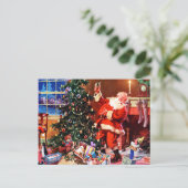 De kerstman op de avond voor Kerstmis Feestdagenkaart (Staand voorkant)