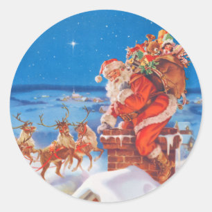 De kerstman op de avond voor Kerstmis Ronde Sticker
