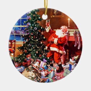 De kerstman op de nacht voor Kerstmis Keramisch Ornament