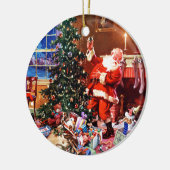 De kerstman op de nacht voor Kerstmis Keramisch Ornament (Links)