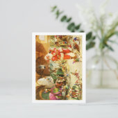 De Kerstman op de Noordpool rendierstallen Feestdagenkaart (Staand voorkant)