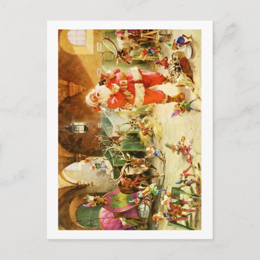 De Kerstman op de Noordpool rendierstallen Feestdagenkaart (Voorkant)