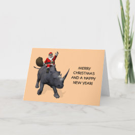De Kerstman op de Rinoceros van de Rinoceros Feestdagen Kaart