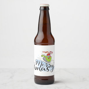 De KERSTMAN op een ar - Vrolijke Kerstmis Bier Etiket