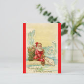 De Kerstman op een Polar Beer Feestdagenkaart (Staand voorkant)