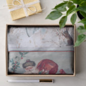 De kerstman op een rendiertje achter de rug. tissuepapier (Geschenk)