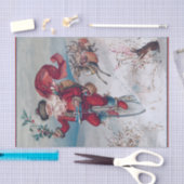 De kerstman op een rendiertje achter de rug. tissuepapier (Craft)