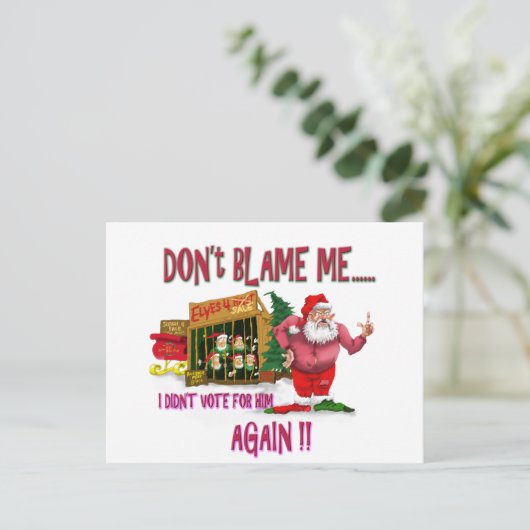 De kerstman op het niveau van de armoede Geef me n Feestdagenkaart (Staand voorkant)