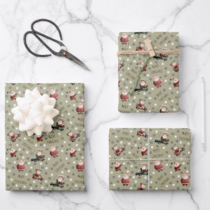 De Kerstman op Khaki Brown Inpakpapier Vel