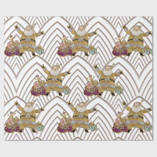 De kerstman op weg naar 3 kerst cadeaupapier (Vlak)