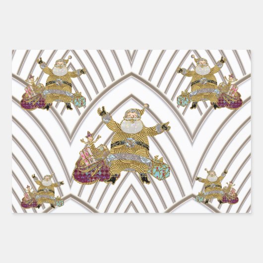 De kerstman op weg naar 3 kerst inpakpapier vel (Voorkant 2)