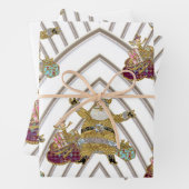 De kerstman op weg naar 3 kerst inpakpapier vel (In situ)