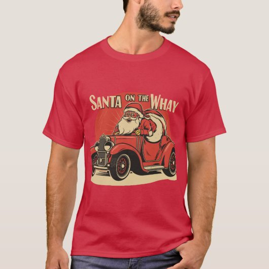 De Kerstman op weg T-shirt (Voorkant)