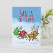 De Kerstman op zijn weg! kerstWenskaart (Staand voorkant)