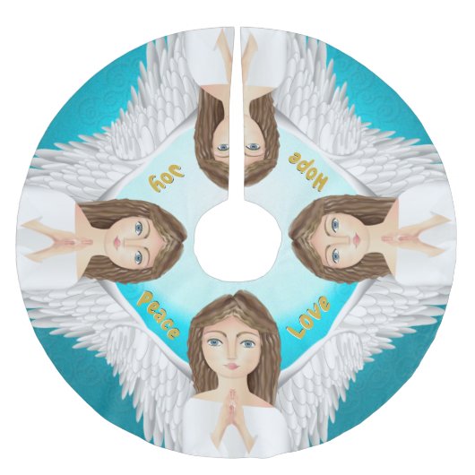 De kerstman Prays Angel Kerstboom Rok (Voorkant)