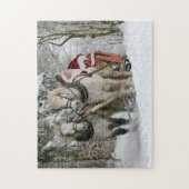 De kerstman rijdt in een paardje legpuzzel (Verticaal)