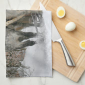 De kerstman rijdt in een paardje theedoek (Quarter Fold)