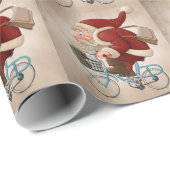 De kerstman rijdt met de fiets cadeaupapier (Rol Hoek)