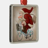 De kerstman rijdt met de fiets metalen ornament (Rechts)