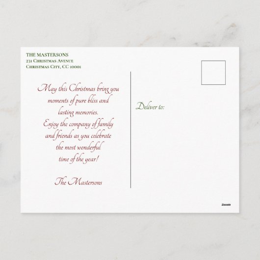 De Kerstman rijdt op een motorfiets Vrolijk Kerstf Feestdagenkaart (Achterkant)