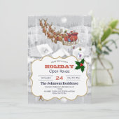 De kerstman rijdt op een slee met cadeaudoos kaart (Staand voorkant)