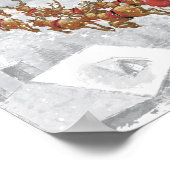 De kerstman rijdt op een slee met cadeaudoos poster (Hoek)