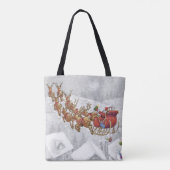 De kerstman rijdt op een slee met cadeaudoos tote bag (Achterkant)