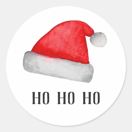 De Kerstman. Rood pet. Kerstvakantie. Ho ho ho Ronde Sticker (Voorkant)