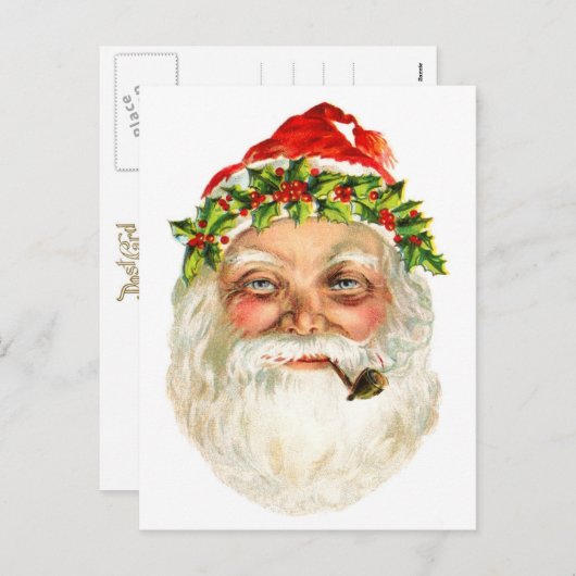 De Kerstman rookt een pijp Feestdagenkaart (Voorkant / Achterkant)