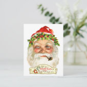 De Kerstman rookt een pijp Feestdagenkaart (Staand voorkant)