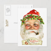 De Kerstman rookt een pijp Feestdagenkaart (Voorkant / Achterkant)