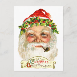 De Kerstman rookt een pijp Feestdagenkaart