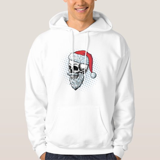 De Kerstman schedel Claus: Feestelijk Fusion T-shi Hoodie (Voorkant)