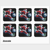 De Kerstman schopt een Voetbal in de winter Vierkante Sticker (Vel)