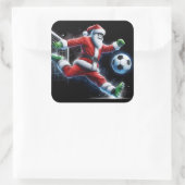De Kerstman schopt een Voetbal in de winter Vierkante Sticker (Tas)
