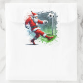 De Kerstman schopt een Voetbal naar het doel Vierkante Sticker (Tas)