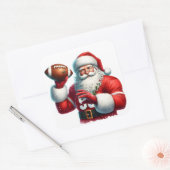 De Kerstman slaat terug met een Football Vierkante Sticker (Envelop)