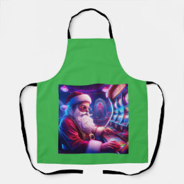 De Kerstman speelt de gokkasten in het casino Schort