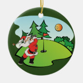 De kerstman speelt golf op het negende gat keramisch ornament (Voorkant)