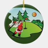 De kerstman speelt golf op het negende gat keramisch ornament (Achterkant)
