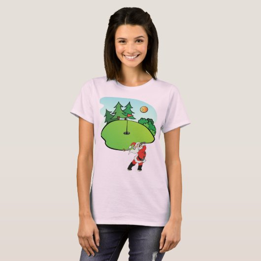 De kerstman speelt golf op het negende gat t-shirt (Voorkant volledig)