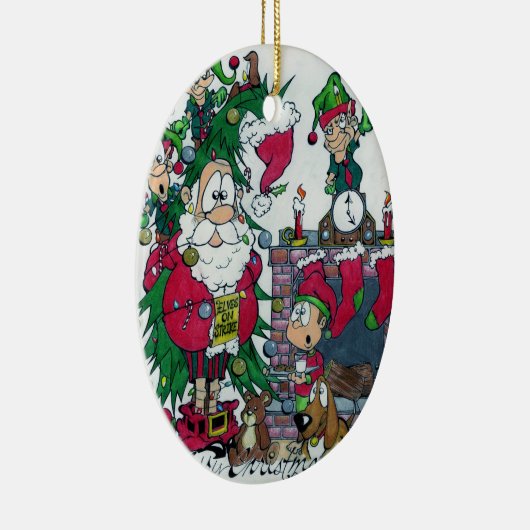 De kerstman stak!!! keramisch ornament (Rechts)