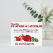 De kerstman stierf lachend feestdagenkaart (Staand voorkant)
