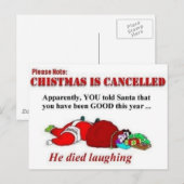 De kerstman stierf lachend feestdagenkaart (Voorkant / Achterkant)
