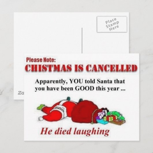 De kerstman stierf lachend feestdagenkaart (Voorkant / Achterkant)