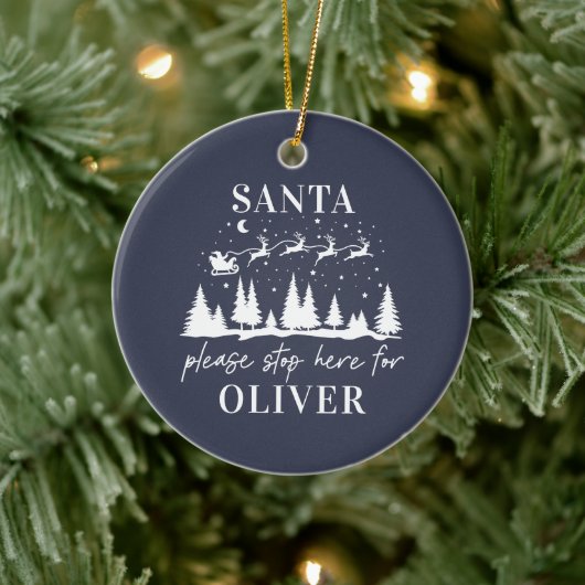 De kerstman stopt hier alsjeblieft met kerst-tradi keramisch ornament (Boom)