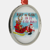 De kerstman trekt rendier. metalen ornament (Rechts)