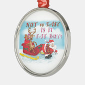 De kerstman trekt rendier. metalen ornament (Links)