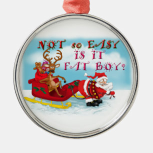 De kerstman trekt rendier. metalen ornament