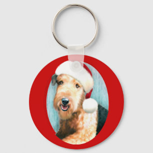 De Kerstman van Airedale Terrier Sleutelhanger